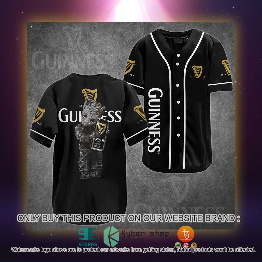 NEW Groot hug Guinness black Baseball Shirt 2 groot hug guinness black baseball jersey 2 98835