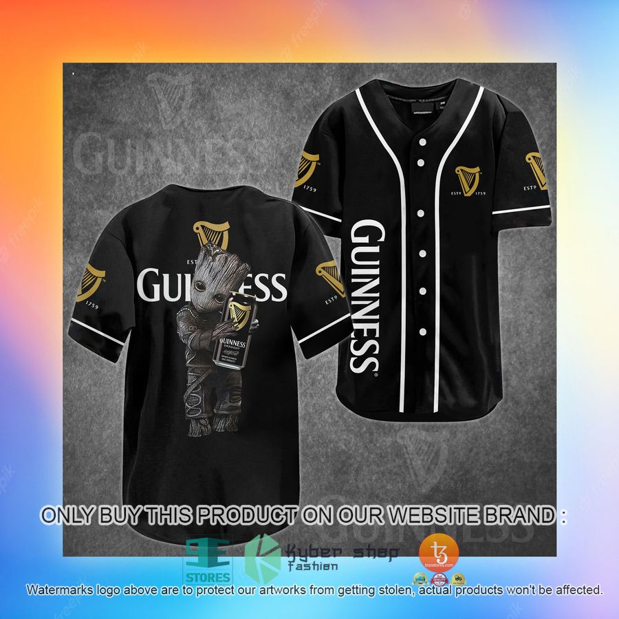 NEW Groot hug Guinness black Baseball Shirt 3 groot hug guinness black baseball jersey 3 94206