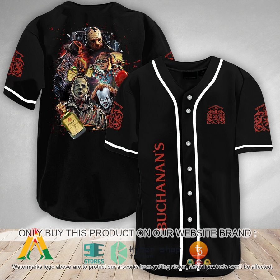halloween horror characters buchanans whisky baseball jersey 1 93535