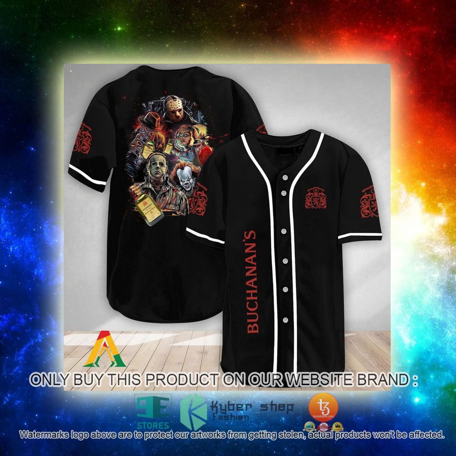 NEW Halloween Horror Characters Buchanan's Whisky Baseball Shirt 3 halloween horror characters buchanans whisky baseball jersey 3 5099