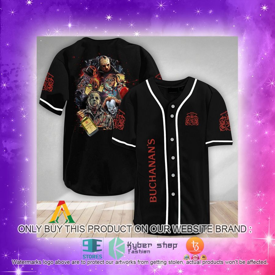 NEW Halloween Horror Characters Buchanan's Whisky Baseball Shirt 4 halloween horror characters buchanans whisky baseball jersey 4 27512