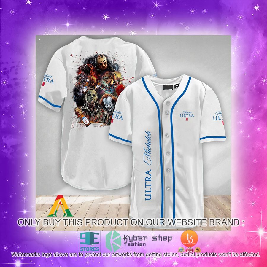 NEW Halloween Horror Characters Michelob ULTRA Baseball Shirt 4 halloween horror characters michelob ultra baseball jersey 4 73106