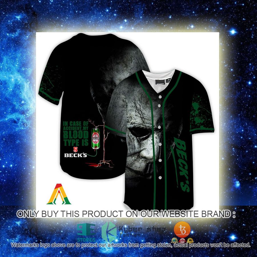 NEW Halloween Horror Michael Myers Beck's Beer Baseball Shirt 2 halloween horror michael myers becks beer baseball jersey 2 88933