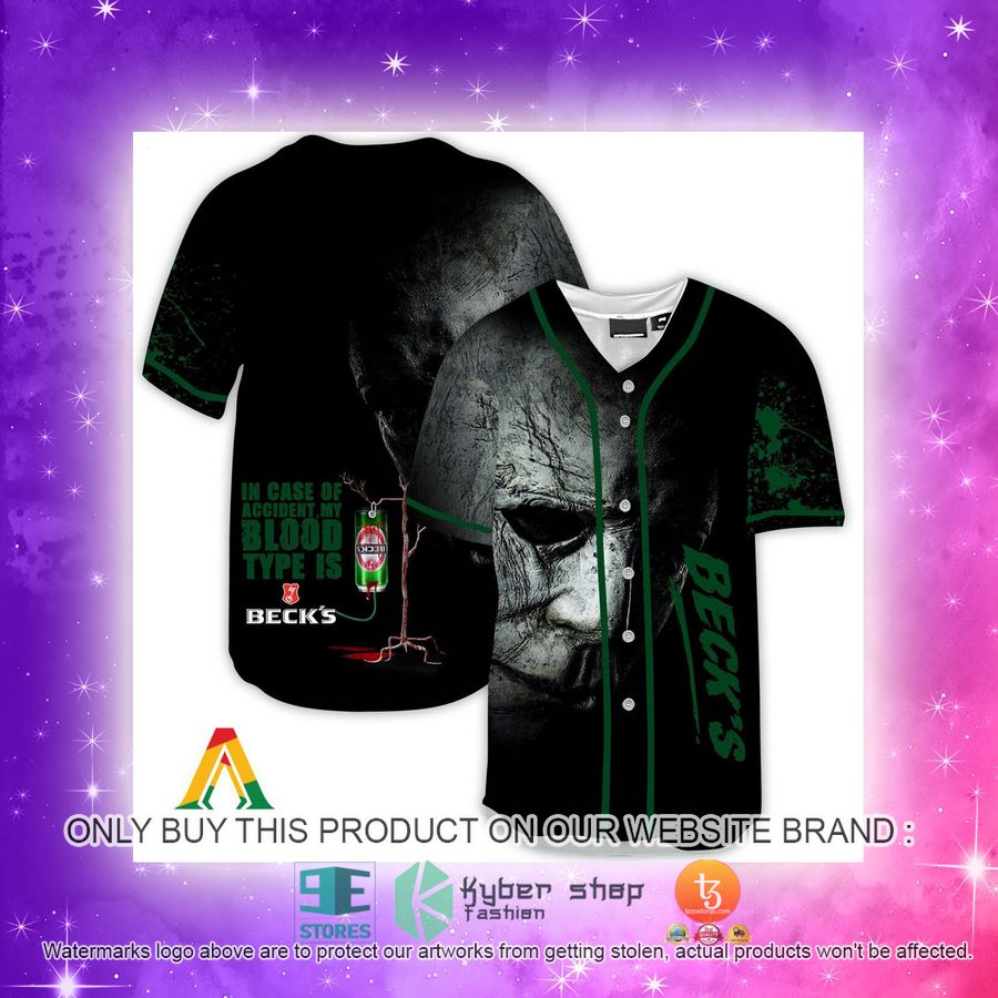 NEW Halloween Horror Michael Myers Beck's Beer Baseball Shirt 4 halloween horror michael myers becks beer baseball jersey 4 71413