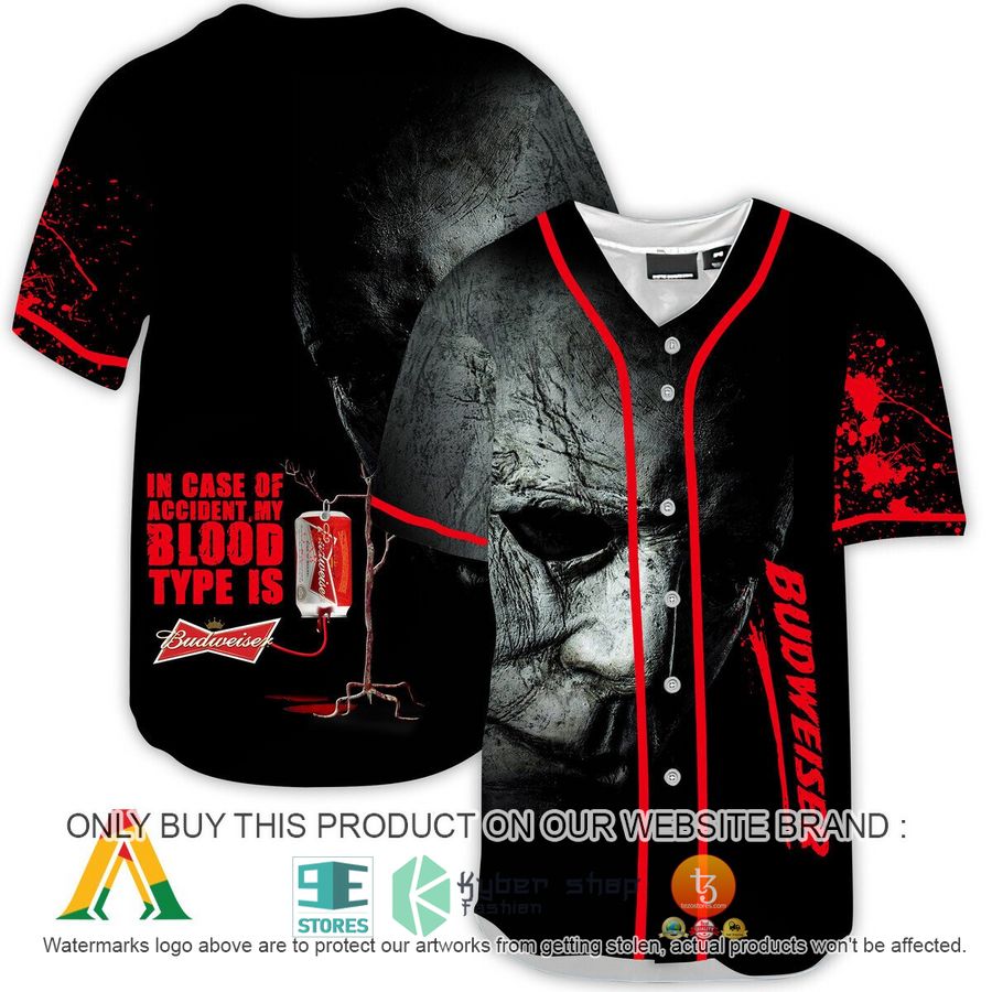 halloween horror michael myers budweiser beer baseball jersey 1 82736