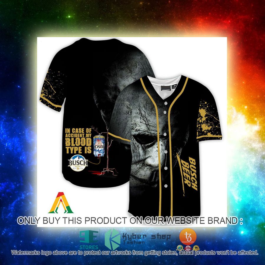 NEW Halloween Horror Michael Myers Busch Beer Baseball Shirt 3 halloween horror michael myers busch beer baseball jersey 3 67780