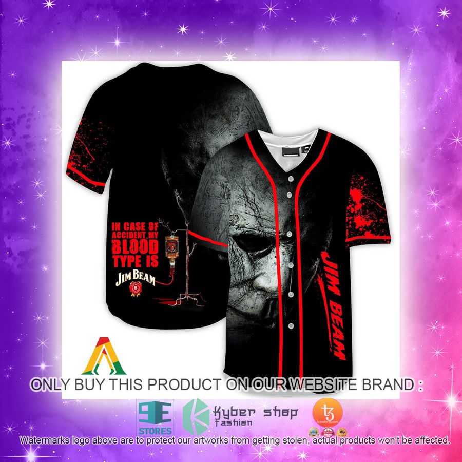 NEW Halloween Horror Michael Myers Jim Beam Baseball Shirt 4 halloween horror michael myers jim beam baseball jersey 4 88688