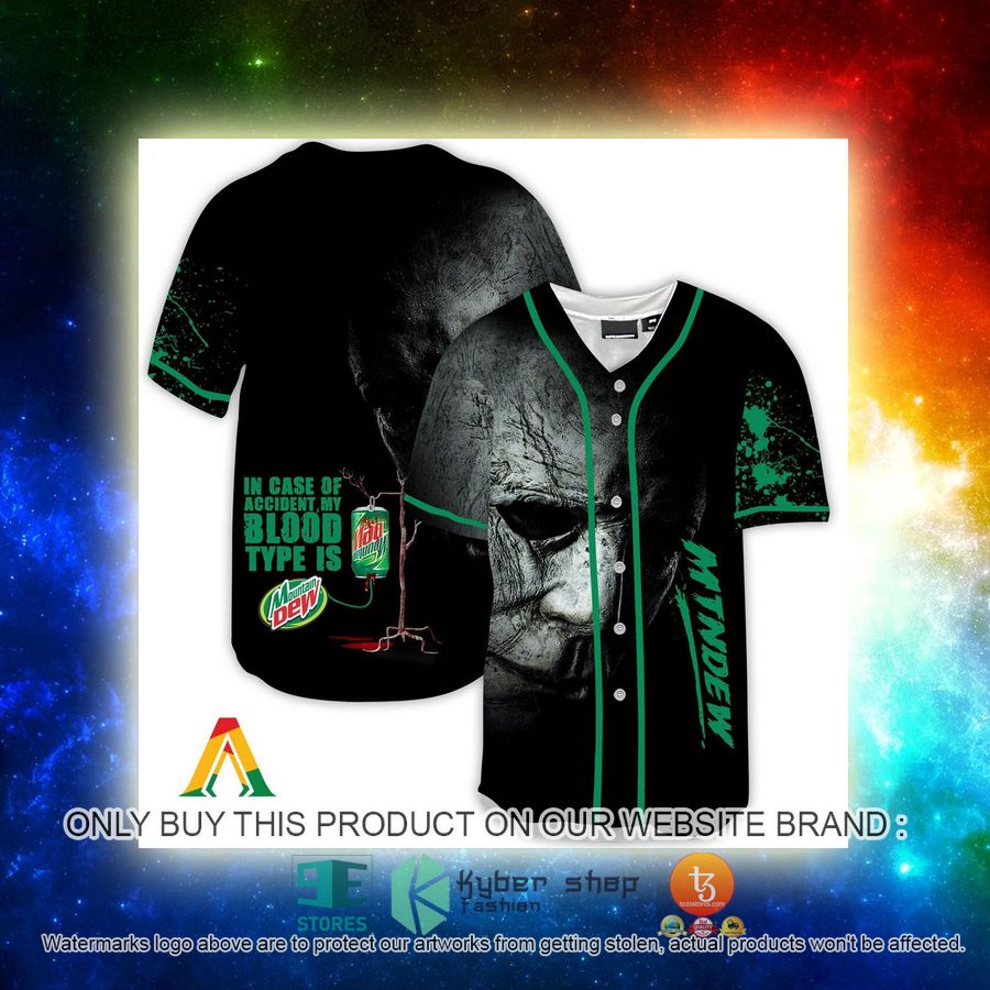 NEW Halloween Horror Michael Myers Mountain Dew Baseball Shirt 3 halloween horror michael myers mountain dew baseball jersey 3 57975