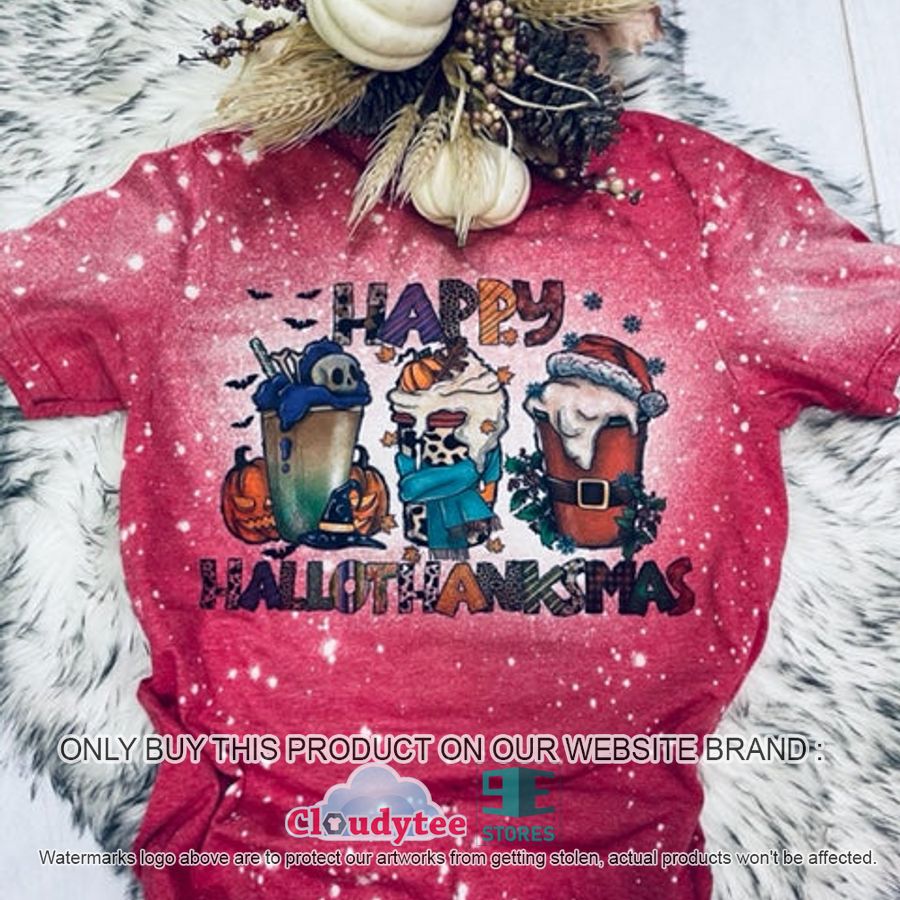 NEW Happy Hallothanksmas 3D Bleached T-shirt 1 happy hallothanksmas 3d bleached t shirt 1 25499