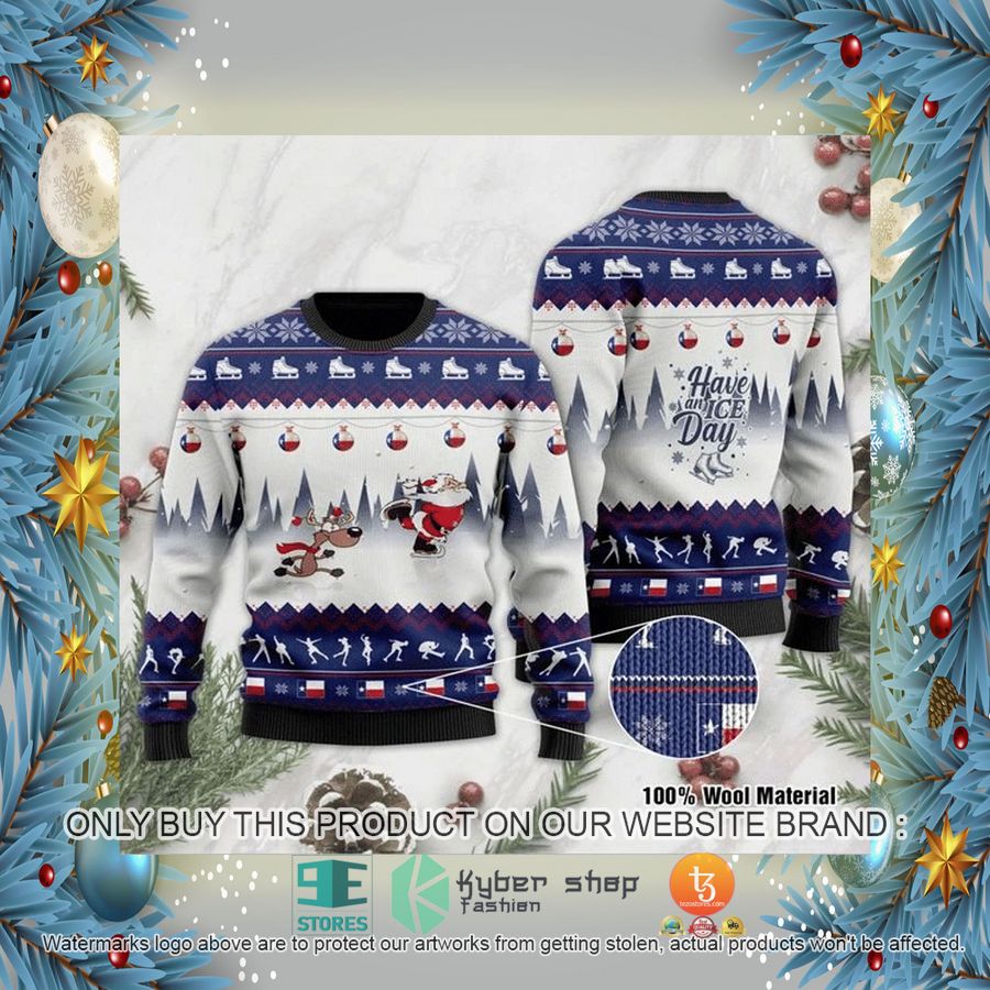 HOT Have An Ice Day Santa Claus And Reindeer Speed Skating Ugly Christmas Sweater 2 have an ice day santa claus and reindeer speed skating ugly christmas sweater 2 57134