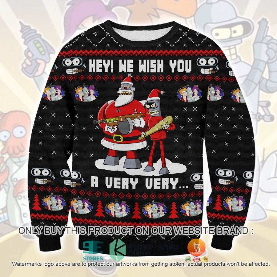 hey we wish you a futurama ugly christmas sweater 1 60149