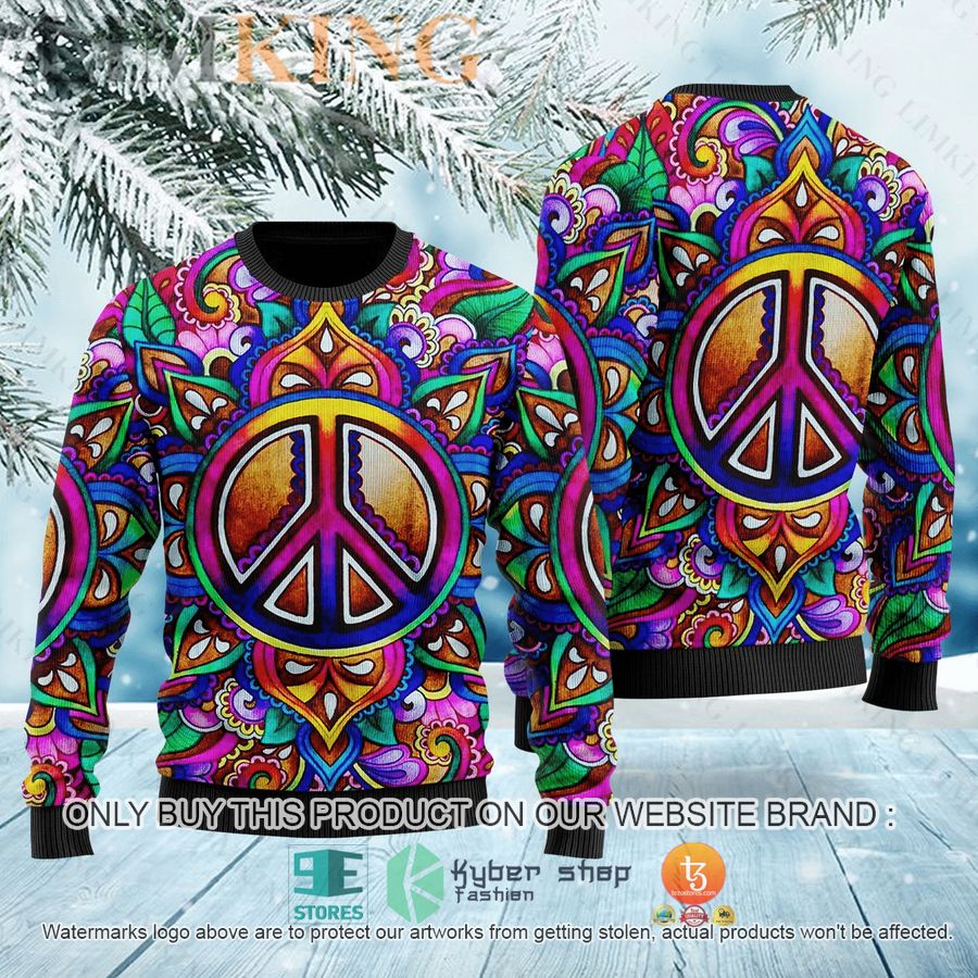 hippie sign colorful ugly sweater 1 29930