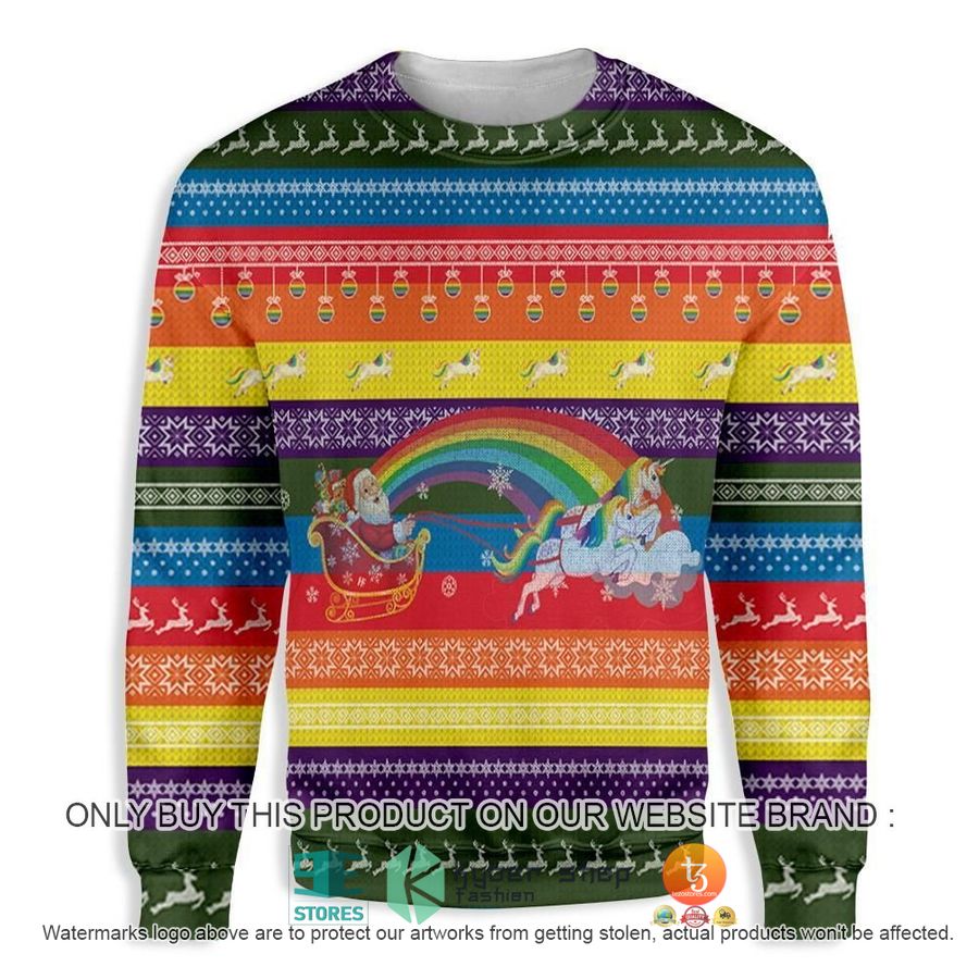 ho ho ho homo unicorn christmas pride ugly christmas sweater 1 21543