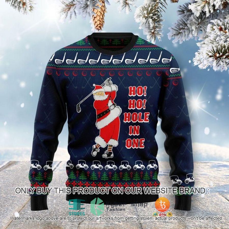 ho ho hole in one santa claus christmas ugly sweater 1 9428