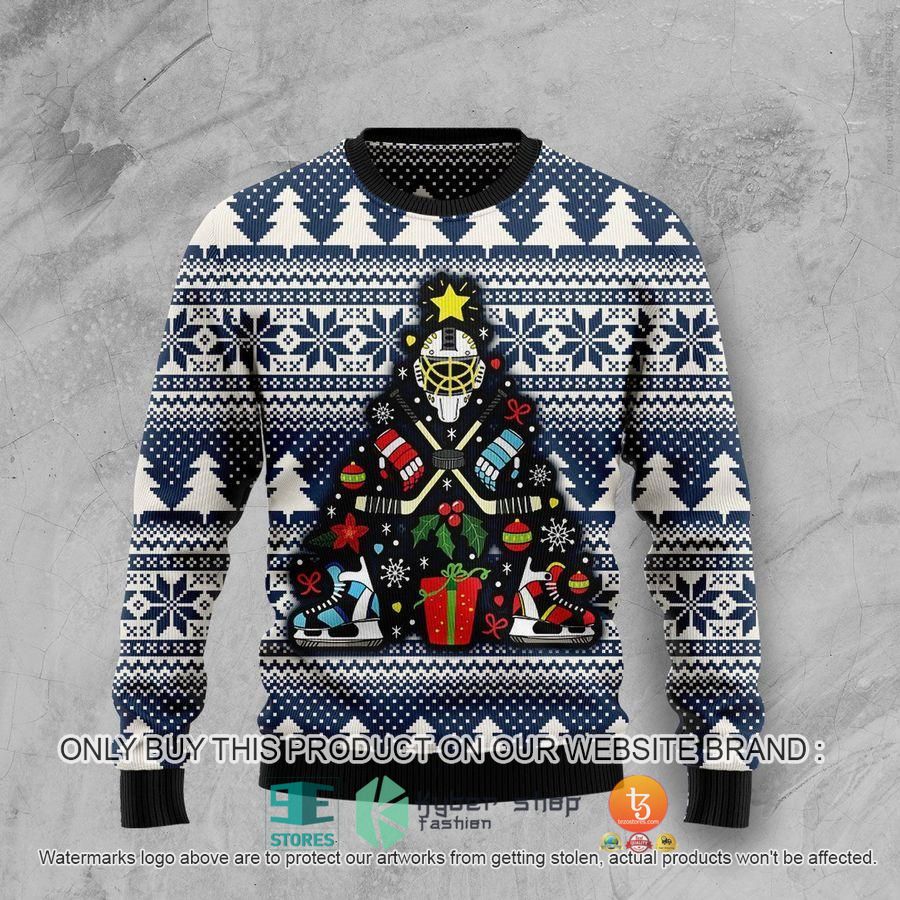 hockey christmas tree ugly sweater 1 26675