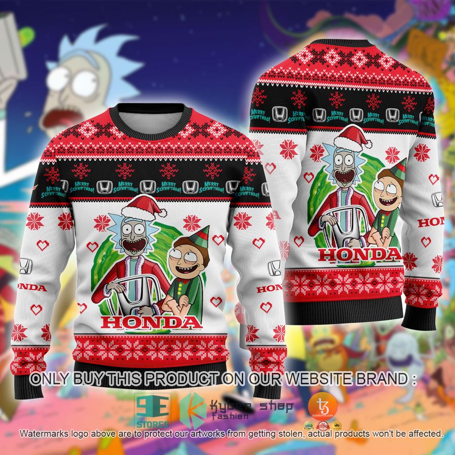 honda car rick and morty ugly christmas sweater 1 44447