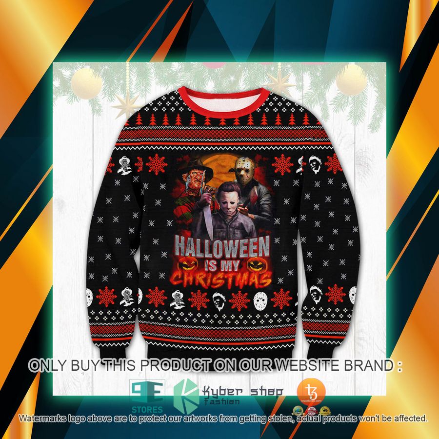 NEW Horror Characters Halloween Is My Christmas Sweatshirt, Sweater 6 horror characters halloween is my christmas ugly sweater 1 91626