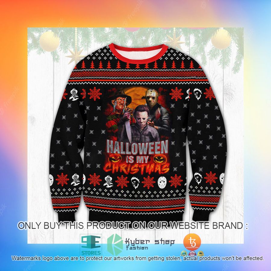NEW Horror Characters Halloween Is My Christmas Sweatshirt, Sweater 3 horror characters halloween is my christmas ugly sweater 3 5276