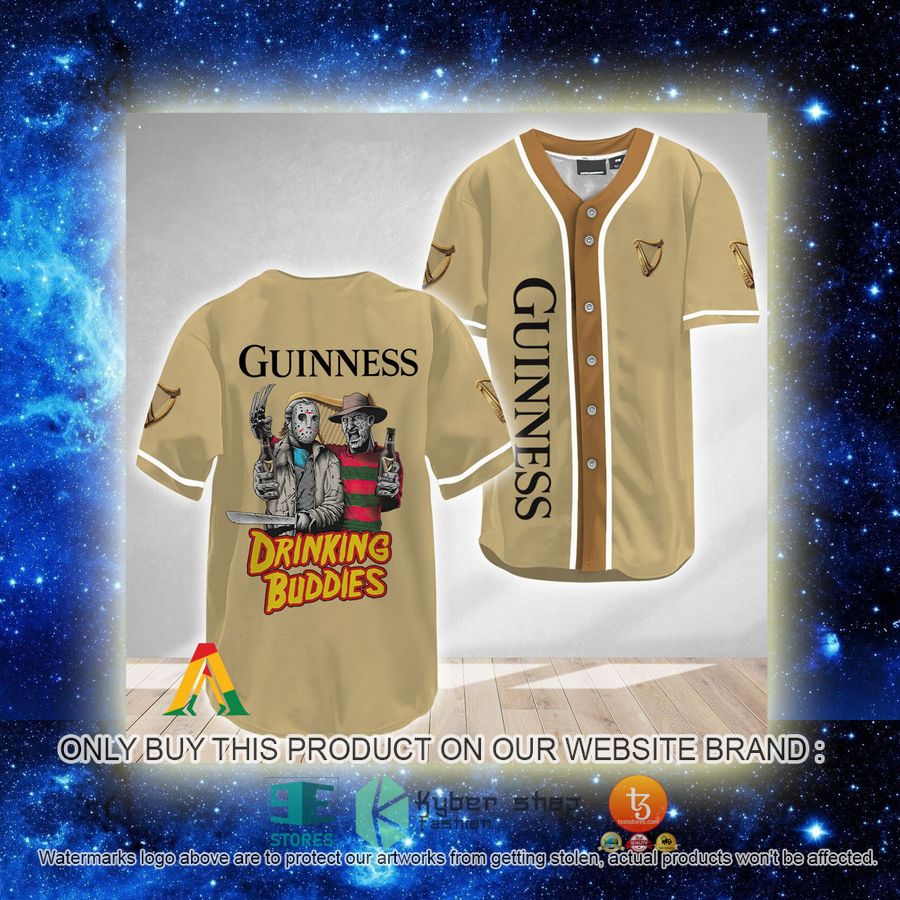 NEW Horror Freddy & Jason Drinking Buddies Guinness Beer Baseball Shirt 2 horror freddy jason drinking buddies guinness beer baseball jersey 2 58050