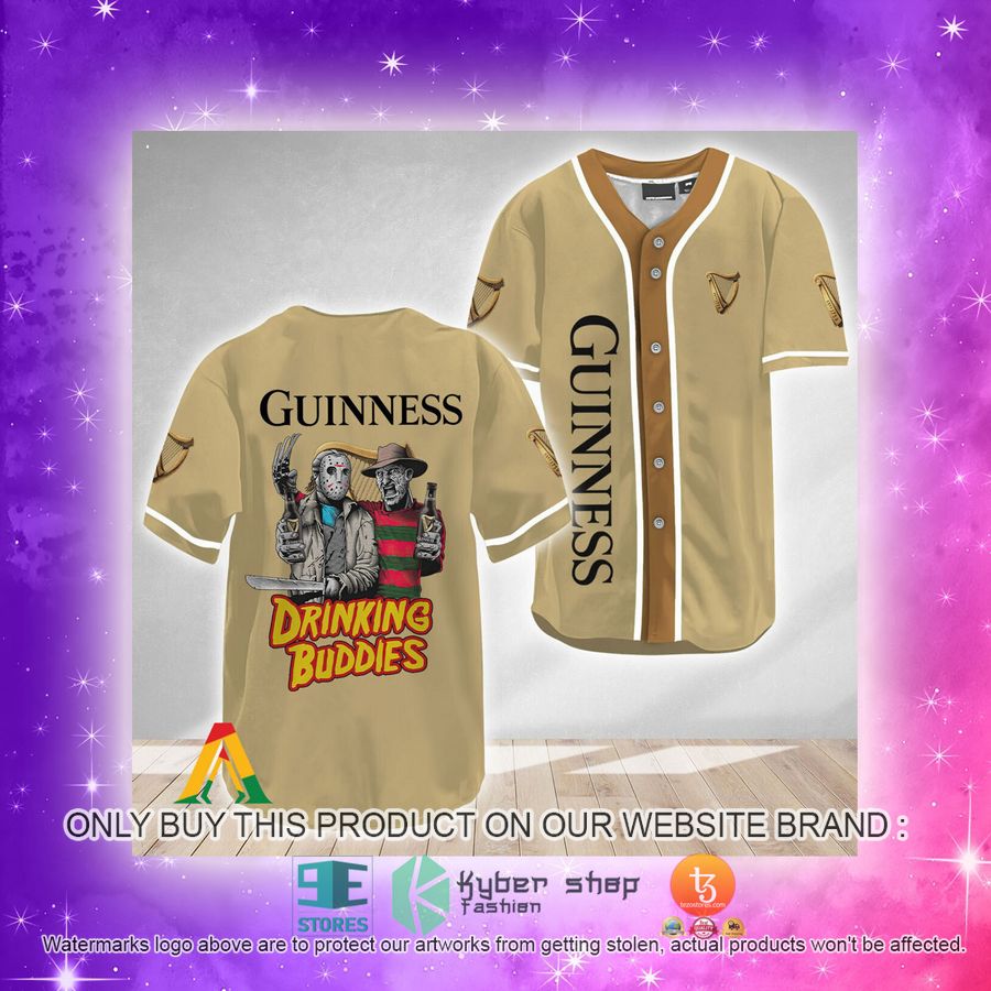 NEW Horror Freddy & Jason Drinking Buddies Guinness Beer Baseball Shirt 4 horror freddy jason drinking buddies guinness beer baseball jersey 4 90764