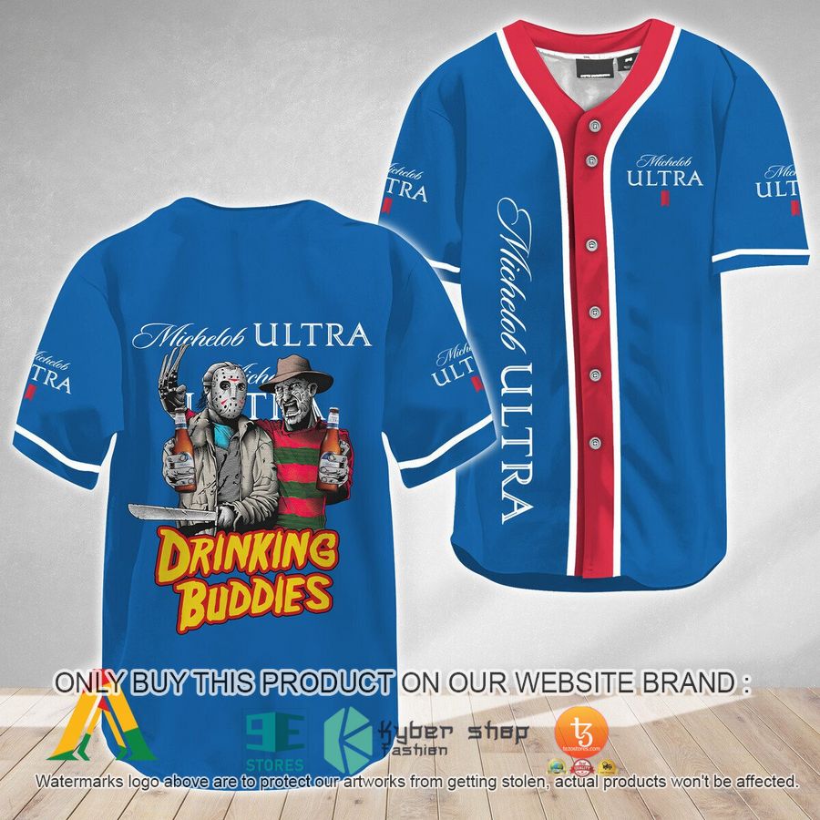 horror freddy jason drinking buddies michelob ultra baseball jersey 1 547