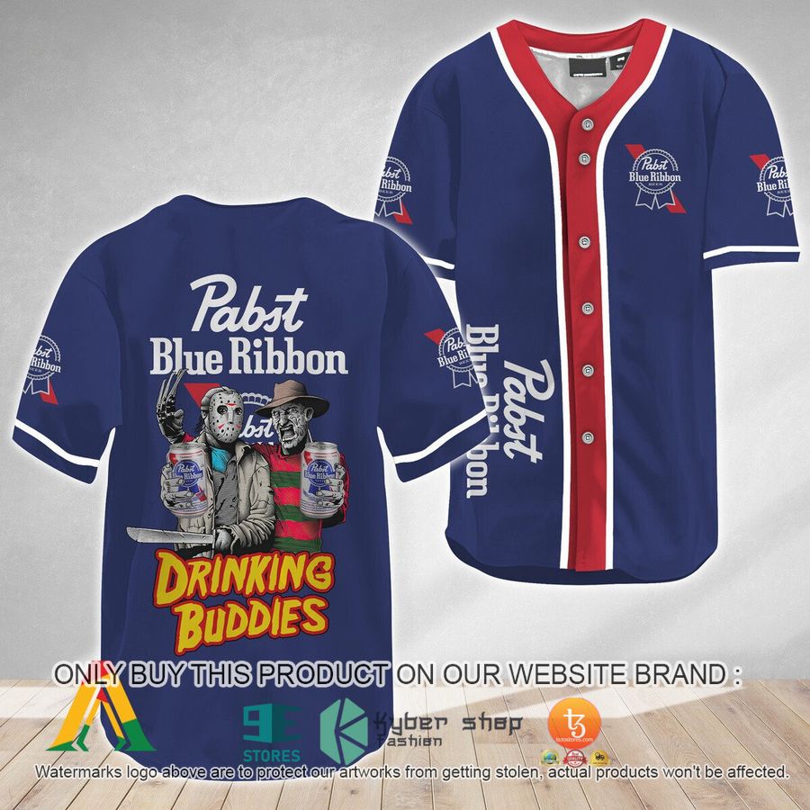 horror freddy jason drinking buddies pabst blue ribbon jersey 1 77002