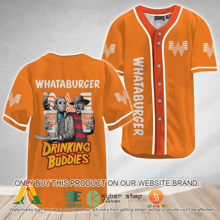 horror freddy jason drinking buddies whataburger baseball jersey 1 97961