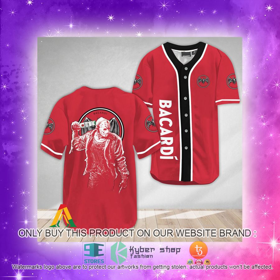 NEW Horror Jason Voorhees Bacardi Rum Baseball Shirt 4 horror jason voorhees bacardi rum baseball jersey 4 42789