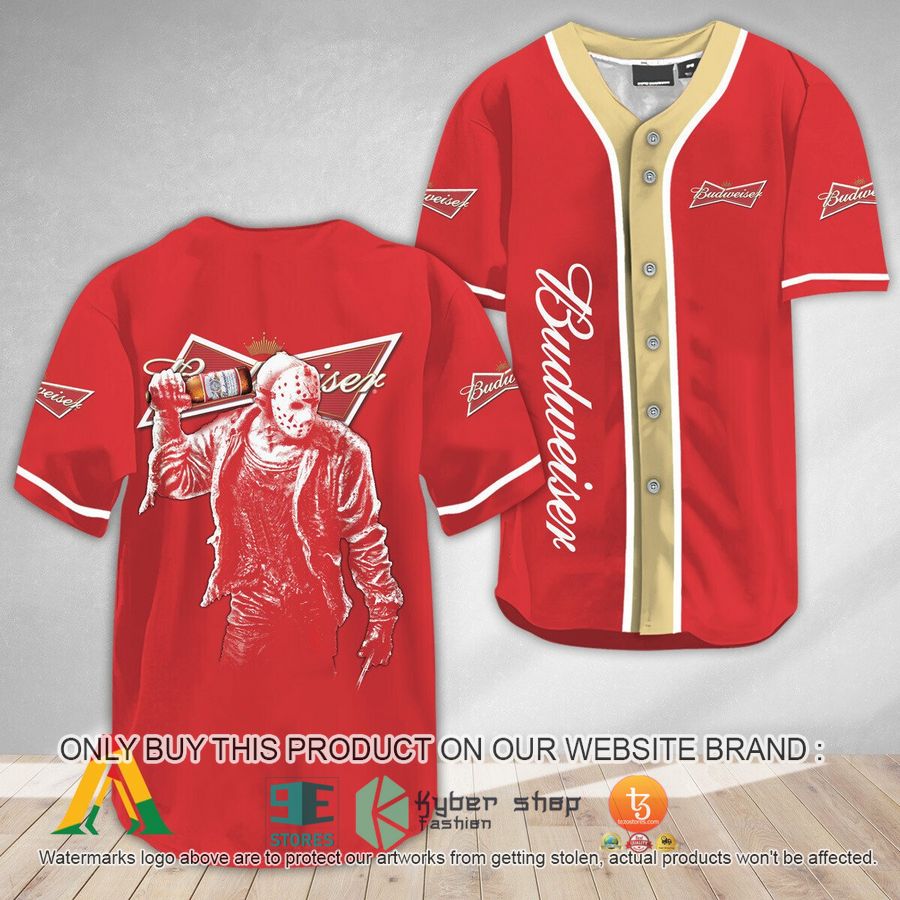 horror jason voorhees budweiser beer baseball jersey 1 10375