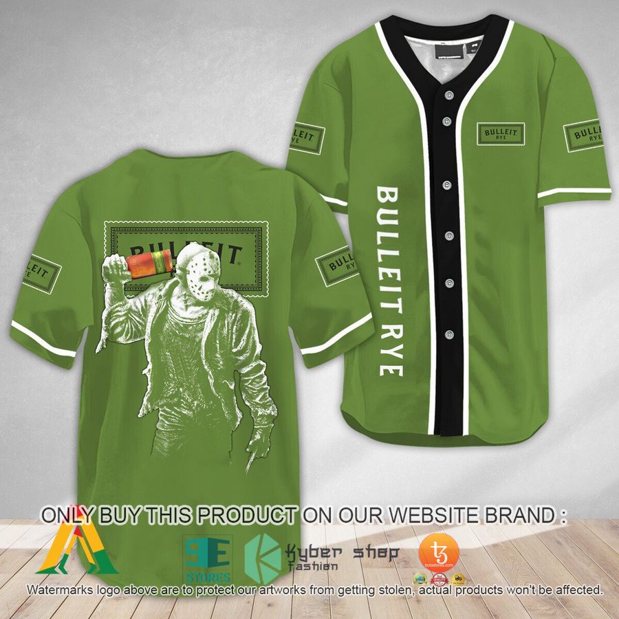 NEW Horror Jason Voorhees Bulleit Rye Whiskey Baseball Shirt 9 horror jason voorhees bulleit rye whiskey baseball jersey 1 14012