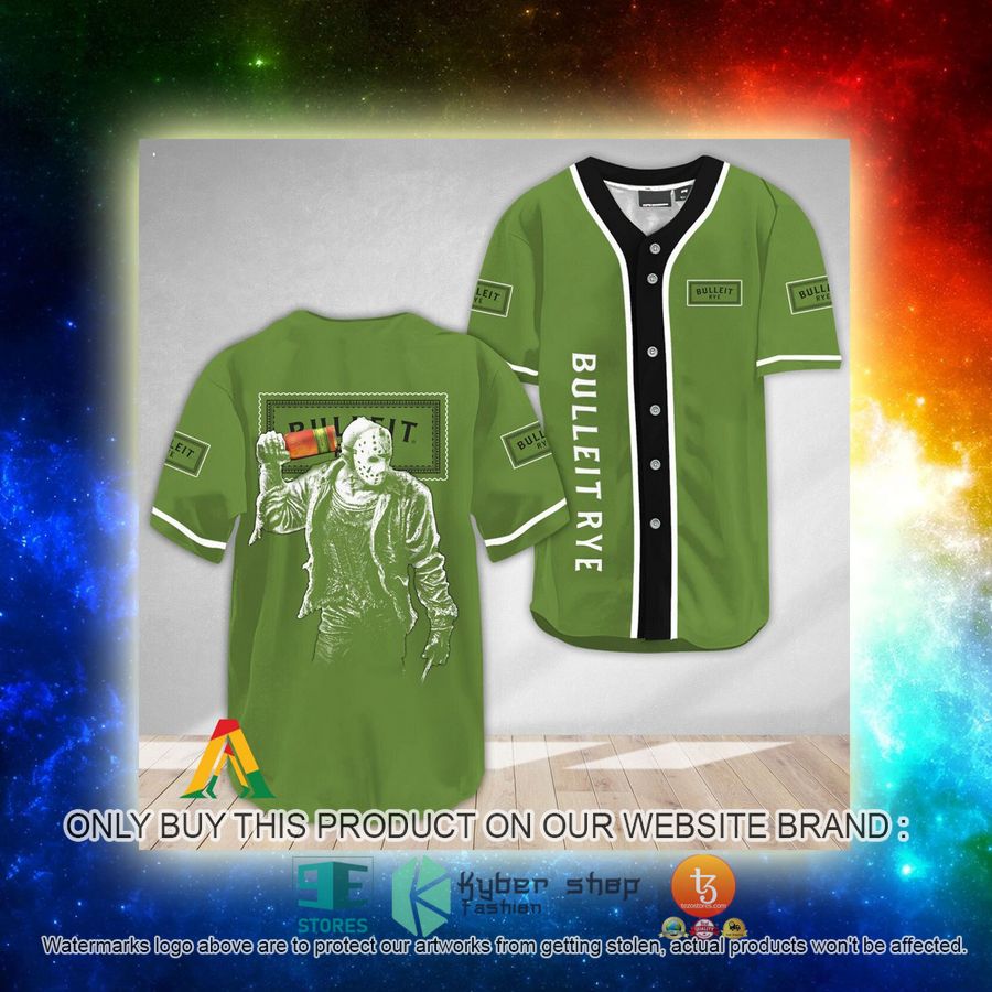 NEW Horror Jason Voorhees Bulleit Rye Whiskey Baseball Shirt 3 horror jason voorhees bulleit rye whiskey baseball jersey 3 32344