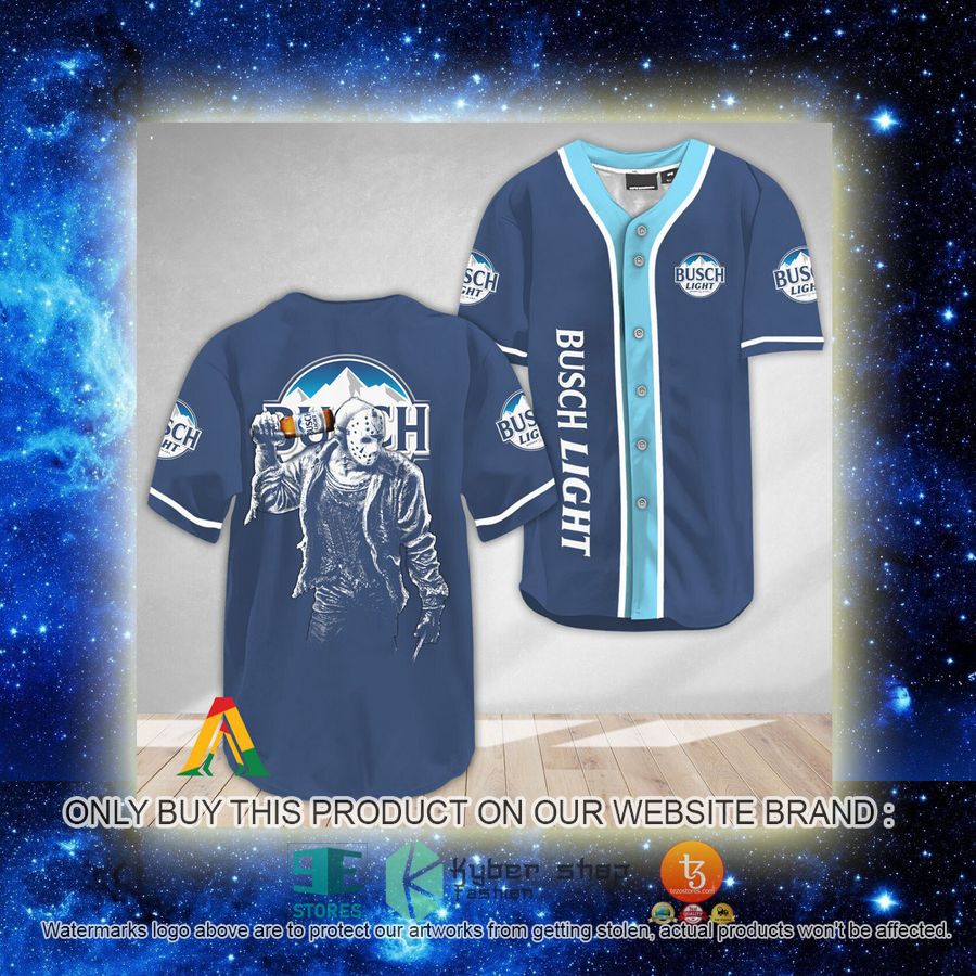 NEW Horror Jason Voorhees Busch Light Baseball Shirt 2 horror jason voorhees busch light baseball jersey 2 16153