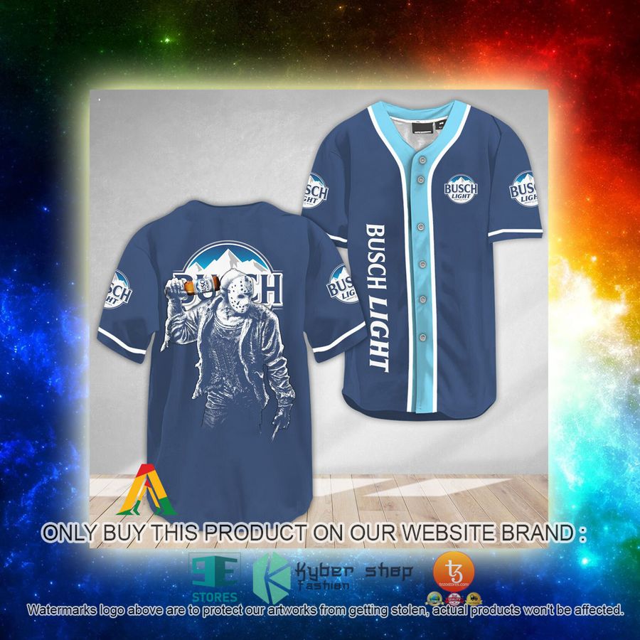 NEW Horror Jason Voorhees Busch Light Baseball Shirt 3 horror jason voorhees busch light baseball jersey 3 78622