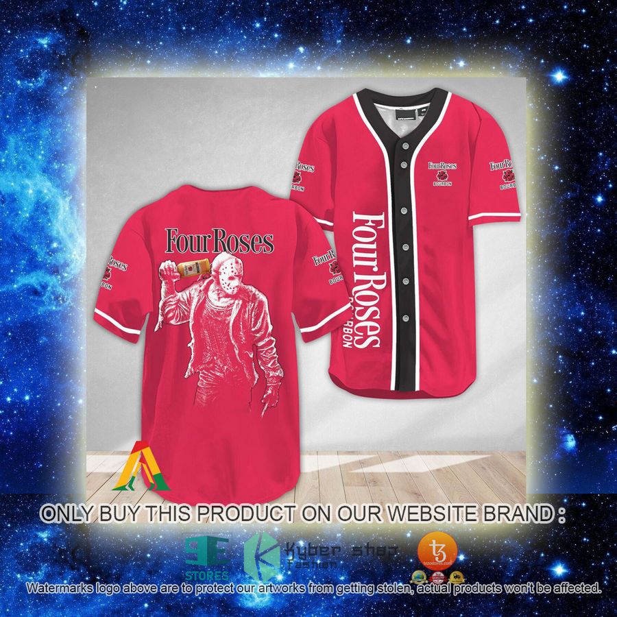NEW Horror Jason Voorhees Four Roses Bourbon Baseball Shirt 2 horror jason voorhees four roses bourbon baseball jersey 2 45521