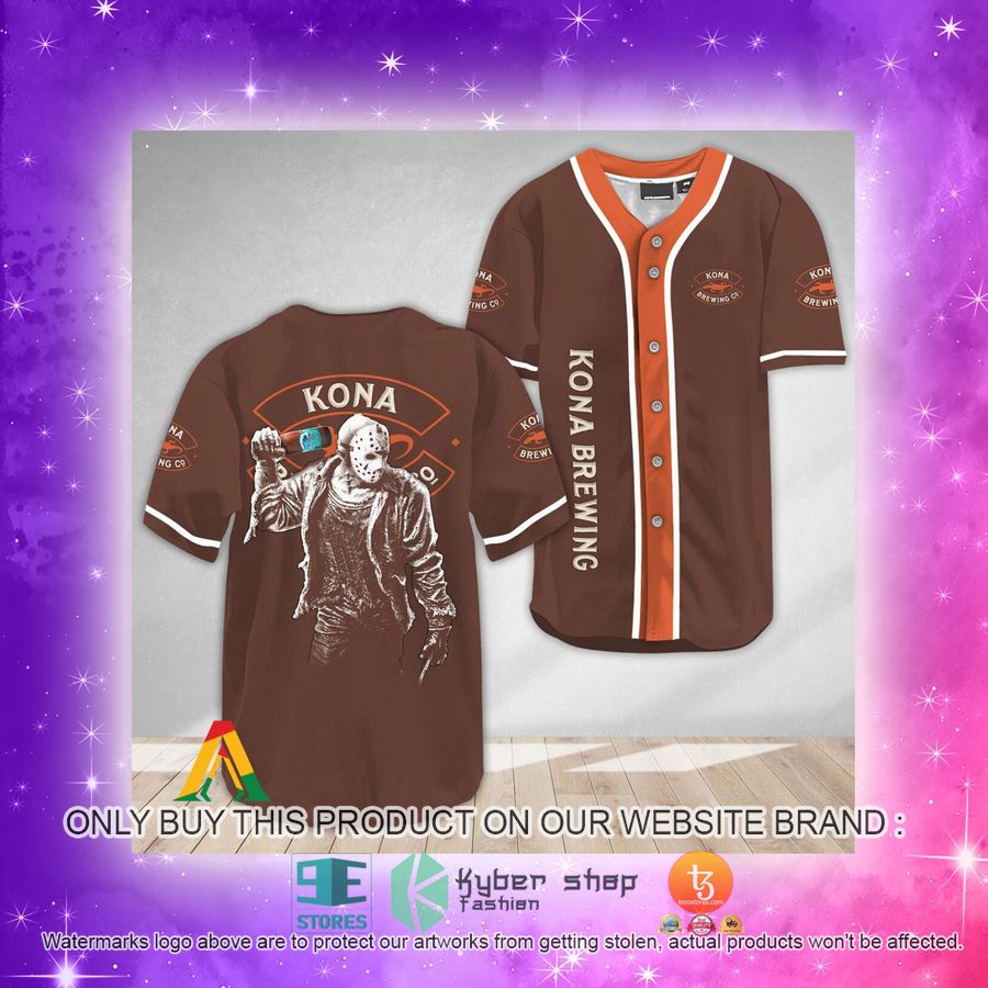 NEW Horror Jason Voorhees Kona Brewing Baseball Shirt 4 horror jason voorhees kona brewing baseball jersey 4 32399