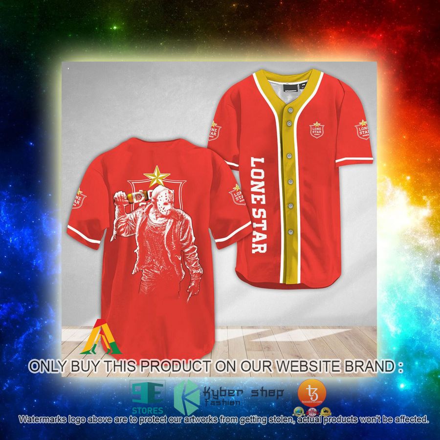 NEW Horror Jason Voorhees Lone Star Beer Baseball Shirt 3 horror jason voorhees lone star beer baseball jersey 3 44141