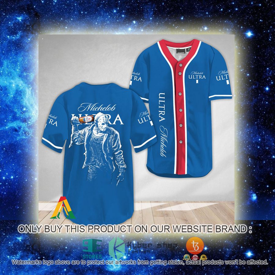 NEW Horror Jason Voorhees Michelob ULTRA Baseball Shirt 2 horror jason voorhees michelob ultra baseball jersey 2 24633