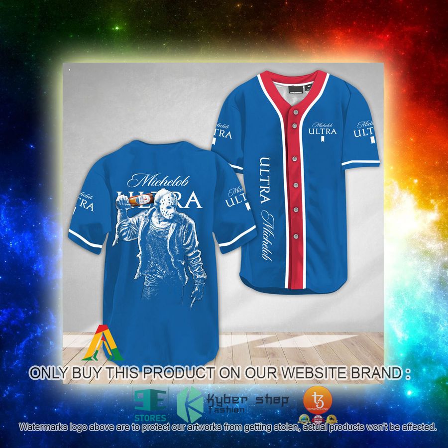 NEW Horror Jason Voorhees Michelob ULTRA Baseball Shirt 3 horror jason voorhees michelob ultra baseball jersey 3 24328