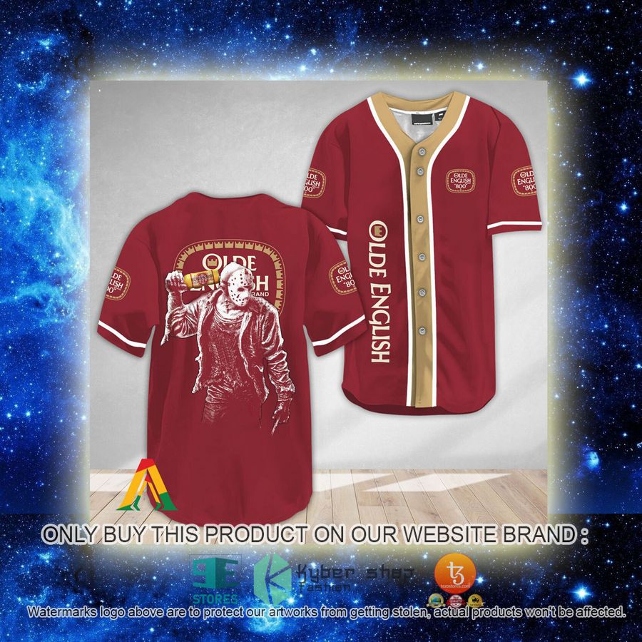 NEW Horror Jason Voorhees Olde English 800 Beer Baseball Shirt 2 horror jason voorhees olde english 800 beer baseball jersey 2 13350