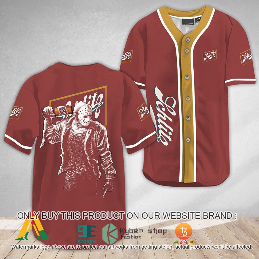 horror jason voorhees schlitz beer baseball jersey 1 86561