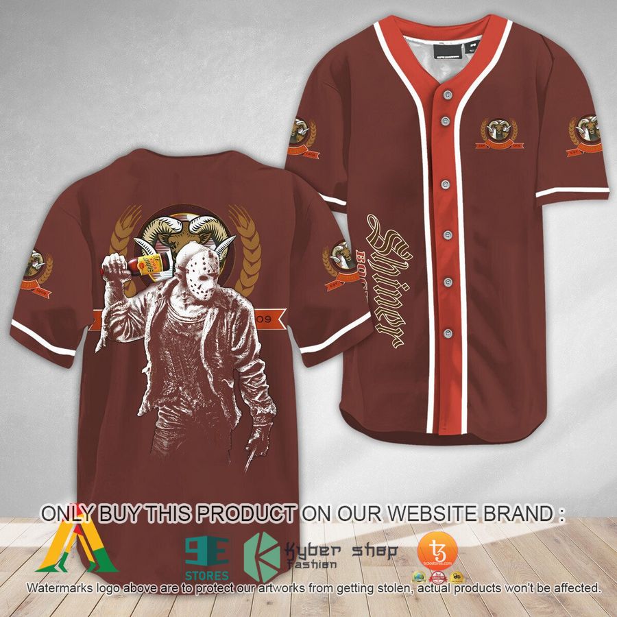 horror jason voorhees shiner bock beer baseball jersey 1 78753