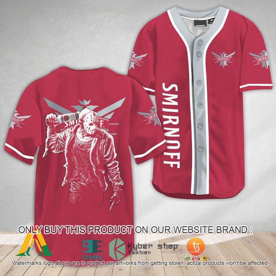NEW Horror Jason Voorhees Smirnoff Vodka Baseball Shirt 9 horror jason voorhees smirnoff vodka baseball jersey 1 52752