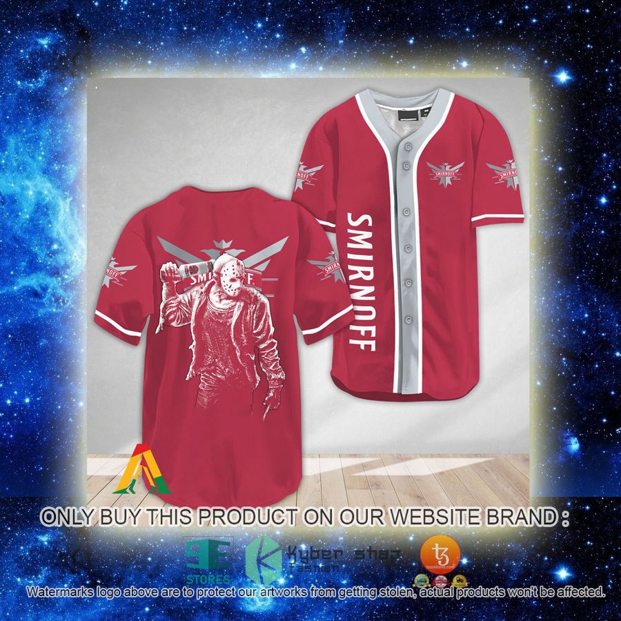 NEW Horror Jason Voorhees Smirnoff Vodka Baseball Shirt 2 horror jason voorhees smirnoff vodka baseball jersey 2 75084