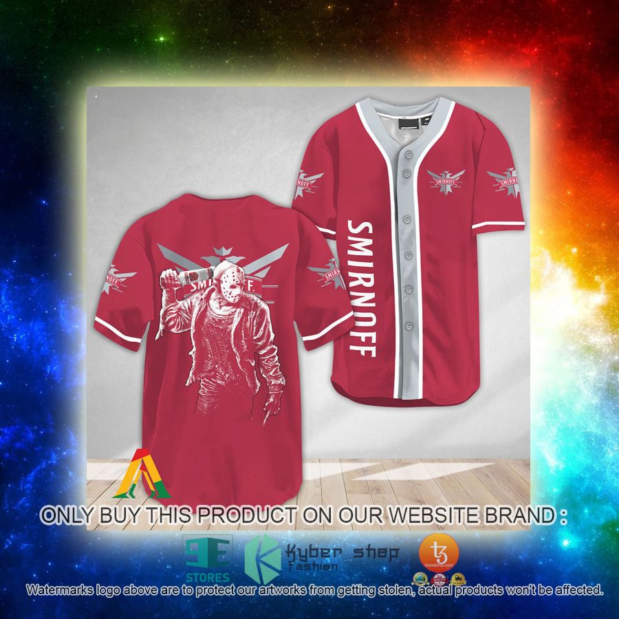 NEW Horror Jason Voorhees Smirnoff Vodka Baseball Shirt 3 horror jason voorhees smirnoff vodka baseball jersey 3 36231