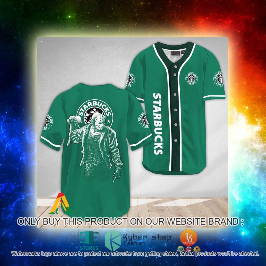NEW Horror Jason Voorhees Starbucks Baseball Shirt 3 horror jason voorhees starbucks baseball jersey 3 11505