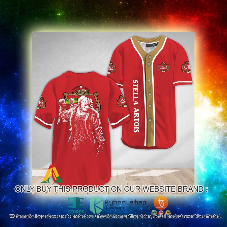 NEW Horror Jason Voorhees Stella Artois Baseball Shirt 3 horror jason voorhees stella artois baseball jersey 3 26836