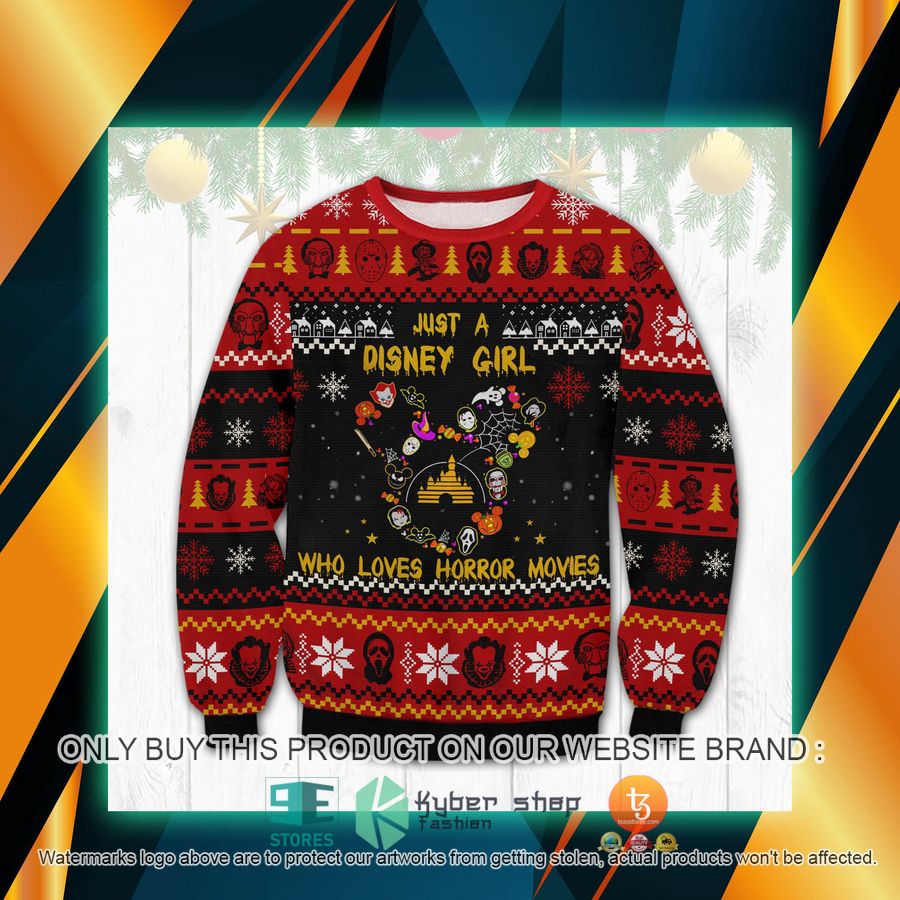 horror just a disney girl who loves horror movies ugly sweater 1 14606