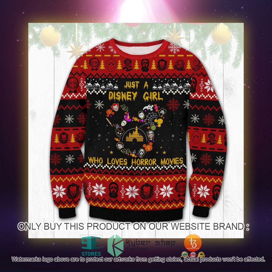 NEW Horror Just A Disney Girl Who Loves Horror Movies Sweatshirt, Sweater 3 horror just a disney girl who loves horror movies ugly sweater 3 61761