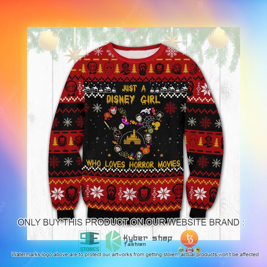 NEW Horror Just A Disney Girl Who Loves Horror Movies Sweatshirt, Sweater 6 horror just a disney girl who loves horror movies ugly sweater 6 25796
