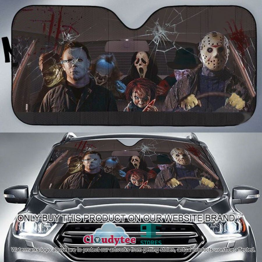horror movies characters halloween car sun shade 1 76224